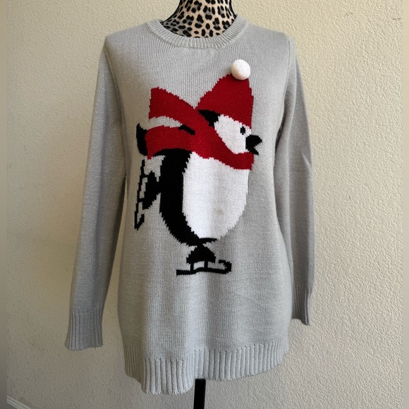 Sweaters - Grey Penguin Christmas Sweaters